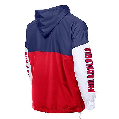 Men's New Era Red/Royal Philadelphia Phillies Color Block Full-Zip Hoodie Windbreaker