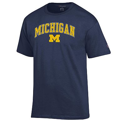 Men's Champion Navy Michigan Wolverines Arch Over Logo T-Shirt