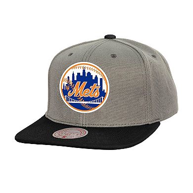 Men's Mitchell & Ness Gray New York Mets Cooperstown Collection Basic Flip Snapback Hat