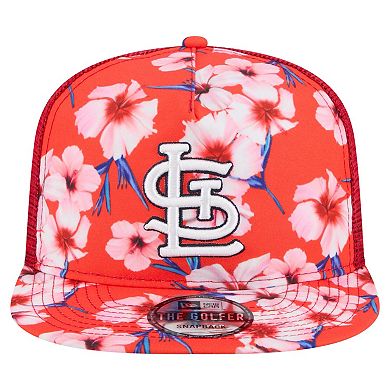 Men's New Era Red St. Louis Cardinals Adventure Pattern Golfer Trucker Snapback Hat