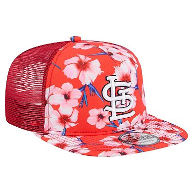 Men's New Era Red St. Louis Cardinals Adventure Pattern Golfer Trucker Snapback Hat