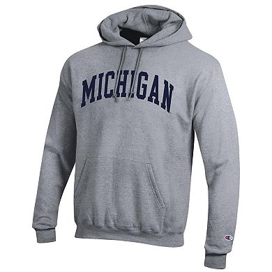 Men's Champion Heather Gray Michigan Wolverines Basic Arch Fleece Pullover Hoodie