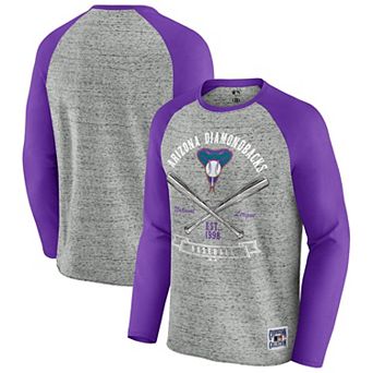Men's Darius Rucker Collection by Fanatics Heather Gray Arizona Diamondbacks Raw Edge Raglan Long Sleeve Baseball T-Shirt