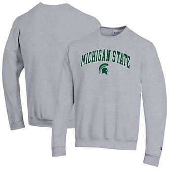Men's Champion Heather Gray Michigan State Spartans Arch Over Logo Pullover Sweatshirt