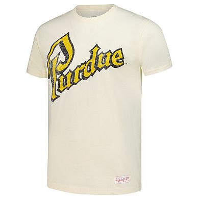 Men's Mitchell & Ness Cream Purdue Boilermakers Vintage Tone T-Shirt