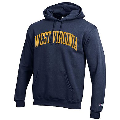 Men's Champion Navy West Virginia Mountaineers Basic Arch Fleece Pullover Hoodie