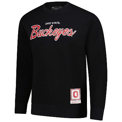 Men's Mitchell & Ness Black Ohio State Buckeyes Elite Script Pullover Sweatshirt