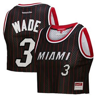 Women's Mitchell & Ness x DANNIJO Dwyane Wade Black Miami Heat Fashion Cropped Basketball Jersey