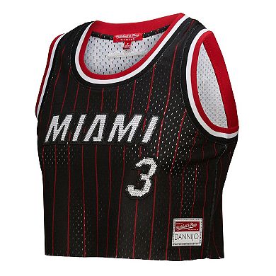 Women's Mitchell & Ness x DANNIJO Dwyane Wade Black Miami Heat Fashion Cropped Basketball Jersey