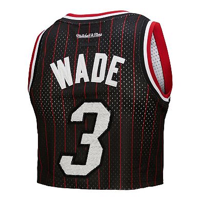Women's Mitchell & Ness x DANNIJO Dwyane Wade Black Miami Heat Fashion Cropped Basketball Jersey