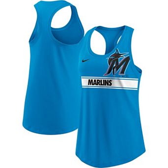 Women's Nike Blue Miami Marlins Cropped Logo Performance Racerback Tank Top