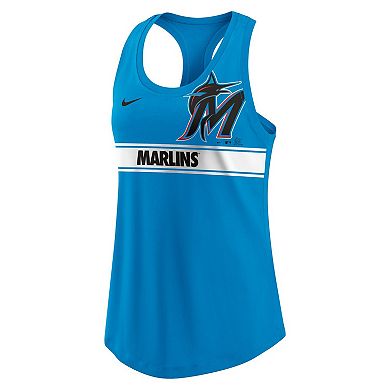 Women's Nike Blue Miami Marlins Cropped Logo Performance Racerback Tank Top