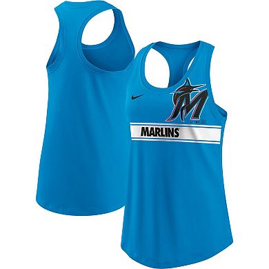 Women's Nike Blue Miami Marlins Cropped Logo Performance Racerback Tank Top