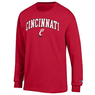 Men's Champion Red Cincinnati Bearcats Arch Over Logo Long Sleeve T-Shirt