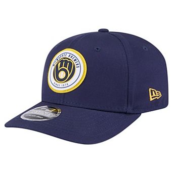 Men's New Era Navy Milwaukee Brewers Circle Patch 9SEVENTY Stretch-Snap Hat
