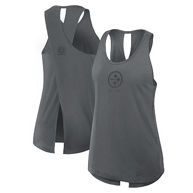 Women's Nike Gray Pittsburgh Steelers Established Date Crisscross Performance Tank Top