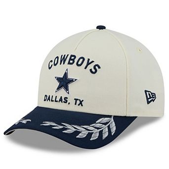 Men's New Era Cream/Navy Dallas Cowboys 2025 NFL Draft 9FORTY A-Frame M-Crown Adjustable Hat