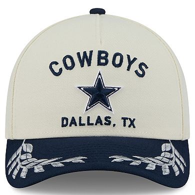 Men's New Era Cream/Navy Dallas Cowboys 2025 NFL Draft 9FORTY A-Frame M-Crown Adjustable Hat