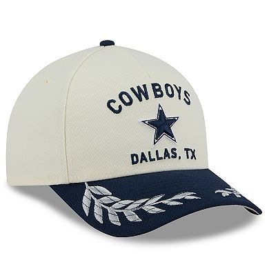 Men's New Era Cream/Navy Dallas Cowboys 2025 NFL Draft 9FORTY A-Frame M-Crown Adjustable Hat