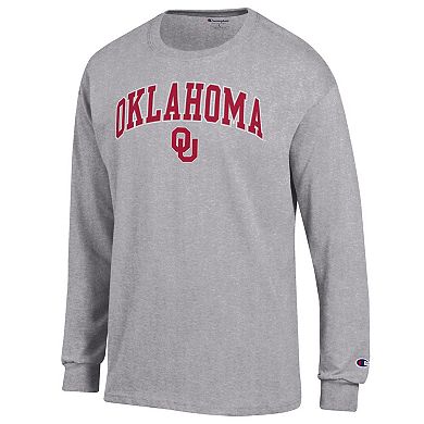 Men's�Champion Heather Gray Oklahoma Sooners Arch Over Logo Long Sleeve T-Shirt