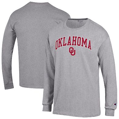 Men's�Champion Heather Gray Oklahoma Sooners Arch Over Logo Long Sleeve T-Shirt
