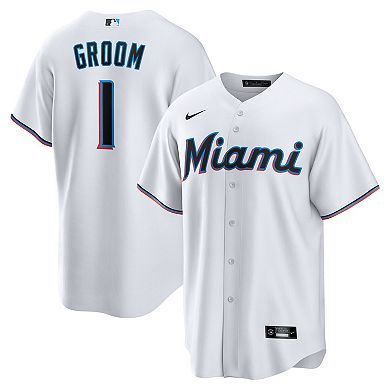 Men's Nike White Miami Marlins #1 Groom Home Replica Jersey