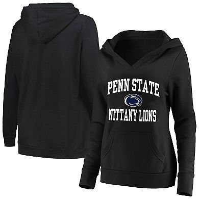 Women's Champion Black Penn State Nittany Lions Plus Size Heart & Soul Notch Neck Pullover