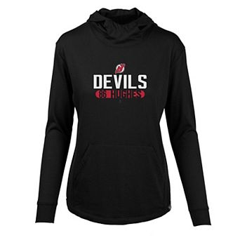Women's Levelwear Jack Hughes Black New Jersey Devils Vivid Tracer Name & Number Pullover Hoodie