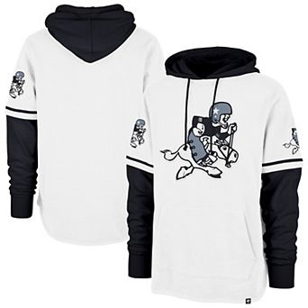 Men's '47 White/Black Dallas Cowboys Throwback Shortstop Pullover Hoodie