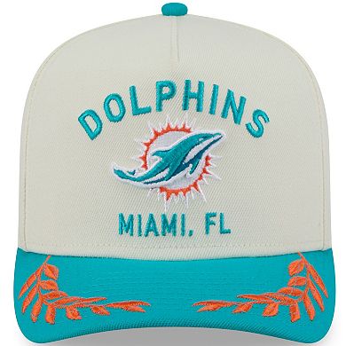 Men's New Era Cream/Aqua Miami Dolphins 2025 NFL Draft A-Frame 9FIFTY Snapback Hat