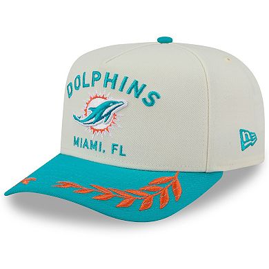 Men's New Era Cream/Aqua Miami Dolphins 2025 NFL Draft A-Frame 9FIFTY Snapback Hat