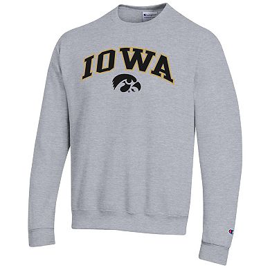 Men's�Champion Heather Gray Iowa Hawkeyes Arch Over Logo Pullover Sweatshirt