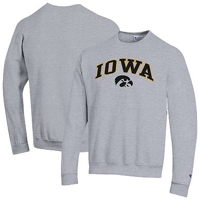 Men's�Champion Heather Gray Iowa Hawkeyes Arch Over Logo Pullover Sweatshirt