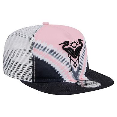 Men's New Era Black/Light Pink Inter Miami CF Tie-Dye Adjustable Golfer Hat