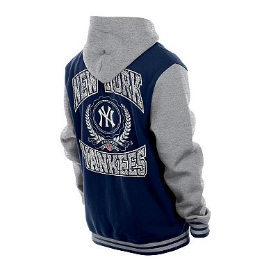 Men's New Era Navy New York Yankees Throwback Prep Full-Snap Hoodie Jacket