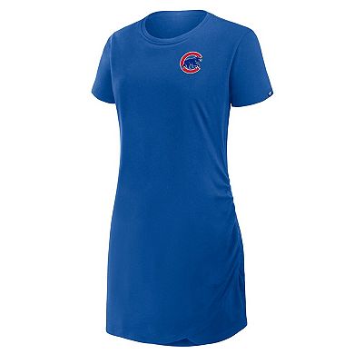 Women's Fanatics Royal Chicago Cubs Ruched Drape T-Shirt Dress