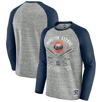 Men's Darius Rucker Collection by Fanatics Heather Gray Houston Astros Raw Edge Raglan Long Sleeve Baseball T-Shirt