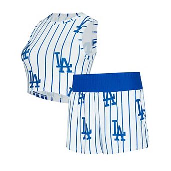 Women's Concepts Sport White Los Angeles Dodgers Pinstripe Record Tank & Short Set
