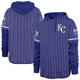 Men's '47 Royal Kansas City Royals Pinstripe Double Header Pullover Hoodie
