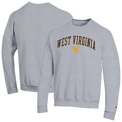Men's�Champion Heather Gray West Virginia Mountaineers Arch Over Logo Pullover Sweatshirt