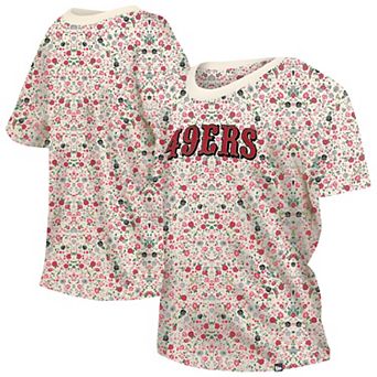 Women's New Era Cream San Francisco 49ers Glam Game Floral T-Shirt