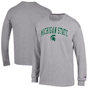 Men's Champion Heather Gray Michigan State Spartans Arch Over Logo Long Sleeve T-Shirt