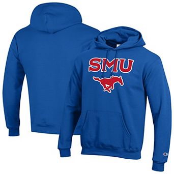 Men's Champion Royal SMU Mustangs Arch Over Logo Pullover Hoodie