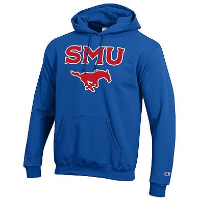 Men's Champion Royal SMU Mustangs Arch Over Logo Pullover Hoodie