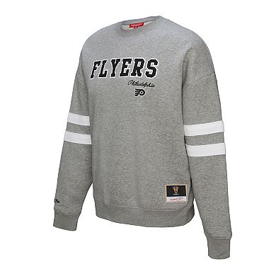 Women's Mitchell & Ness Heather Gray Philadelphia Flyers Logo Lightweight Pullover Sweatshirt