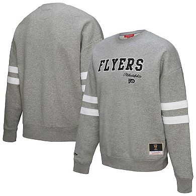Women's Mitchell & Ness Heather Gray Philadelphia Flyers Logo Lightweight Pullover Sweatshirt