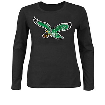 Women's Fanatics Black Philadelphia Eagles Plus Size Scoop Neck Long Sleeve T-Shirt