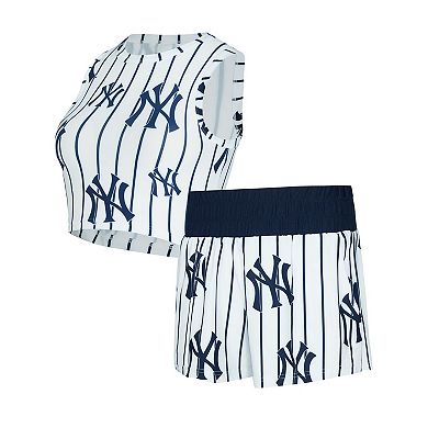 Women's Concepts Sport White New York Yankees Pinstripe Record Tank & Short Set