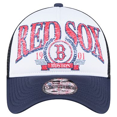 Men's New Era Navy Boston Red Sox Distressed 9FORTY A-Frame Adjustable Trucker Hat