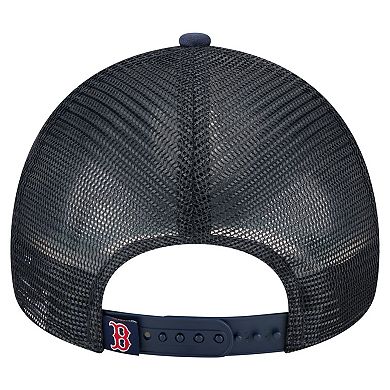 Men's New Era Navy Boston Red Sox Distressed 9FORTY A-Frame Adjustable Trucker Hat